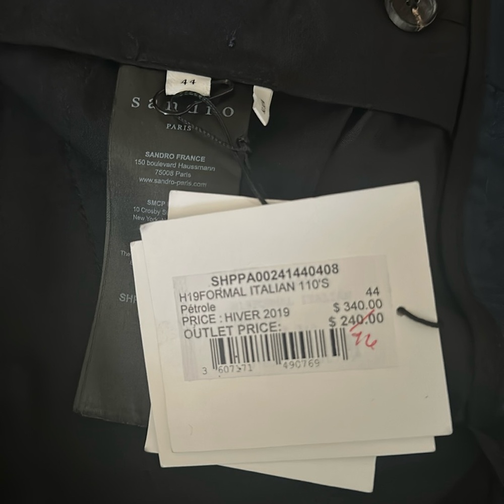 Sandro Formal Italian 110 Suit Pants in Pétrole color